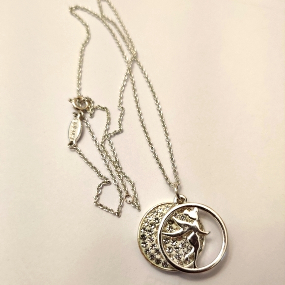 Disney Tinkerbell "I believe in fairies" sparkly crystals pendant necklace - Picture 4 of 10
